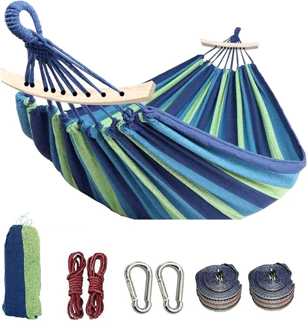 Colel Double Hammock, 2 Person Cotton Canvas Hammock 450lbs Portable Blue