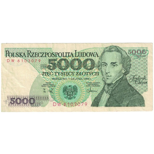 [#193998] Banknote, Poland, 5000 Zlotych, 1982, 1988-12-01, KM:150c, EF