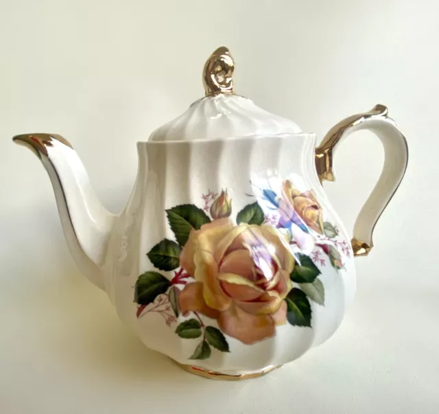 VINTAGE SADLER MADE IN ENGLAND ROSE PATTERN TEA POT C1930s 3