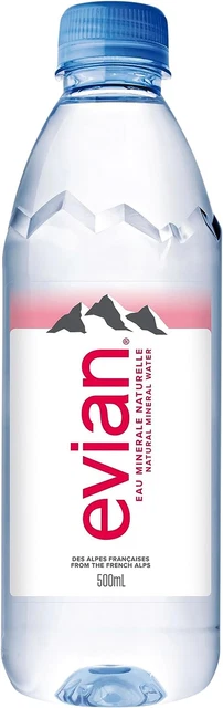 Evian Natural Mineral Water, 24 X 500Ml