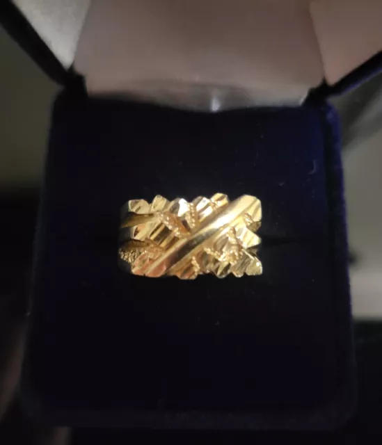 Large Solid 14K Yellow Gold Nugget Statement Ring Sz 9 7.14g Brutalist Flashy Large Solid 14K Yellow Gold Nugget Statement Ring Sz 9 7.14g Brutalist Flashy