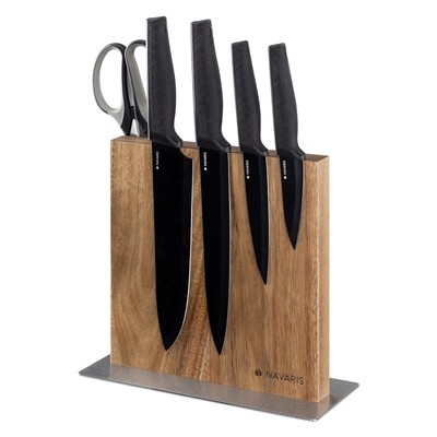 Pratico e Salvaspazio per Arreda la Cucina Ceppo Magnetico Portacoltelli in bambù Doppio Lato fortemente Magnetico per coltelli Leader Accessories Porta Coltelli a Calamita 