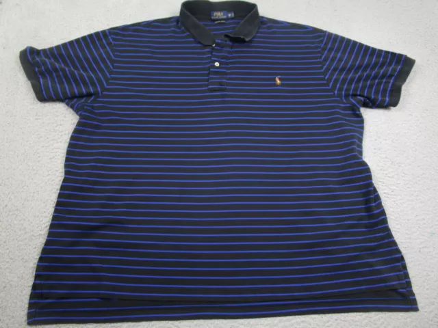 Polo Ralph Lauren Shirt Mens 3XB Blue Striped Pima Soft Touch Short Sleeve