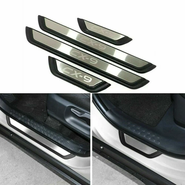 4Pc Door Side Sill Scuff Plate Trims Fits for Mazda CX-9 2017-2022 Silver board