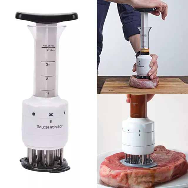 Meat Tenderizer Needle Injector Marinade Steaks Flavor,Syringe Cook Kitchen  ❤HA