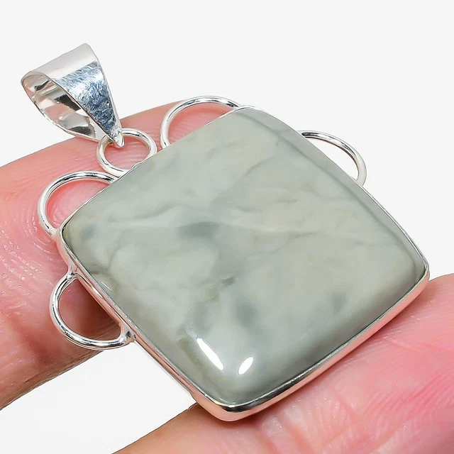 Imperial Jasper Gemstone 925 Sterling Silver Jewelry Pendant 1.46"