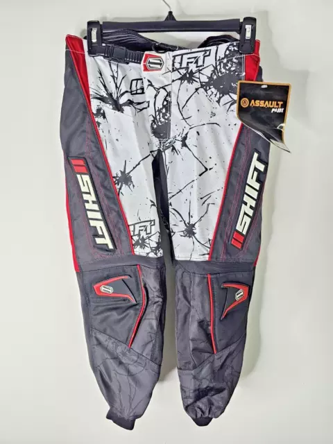 Off-Road MX Motocross Pants YOUTH SIZE 28 RED/Grey/WHITE Shift Racing Assault 3