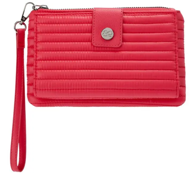 Samantha Brown Quilted Solids Magenta Red Zip Wallet Wristlet NWOT