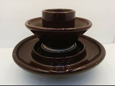 Lge Sbt Porcelain Ceramic Brown Glazed Insulator, 7-1/4" T, 10-1/2" Widest Point