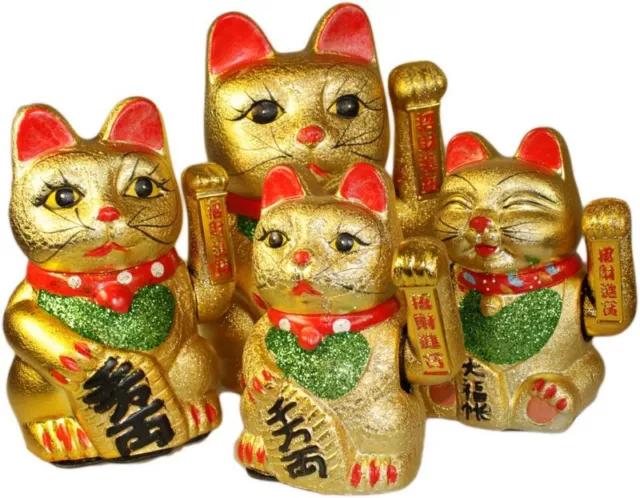 Chinesisches Glück Glück Geld winkendes Gold Maneki-Neko Katzenfigur Feng Shui Dekor