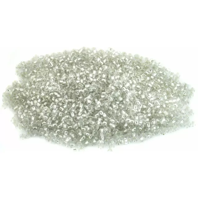 50g Clear White Silver Lined Seed Beads Glass 2mm Size 11/0 J04186XA
