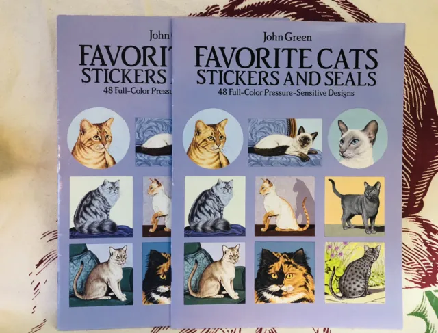 Favorite Cats Stickers and Seals By John Green-1990 Dover Publications -Lot of 2