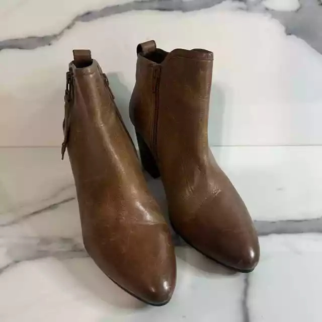 Steve Madden | Brown Leather Block Heel Julius Ankle Bootie Sz 8 2