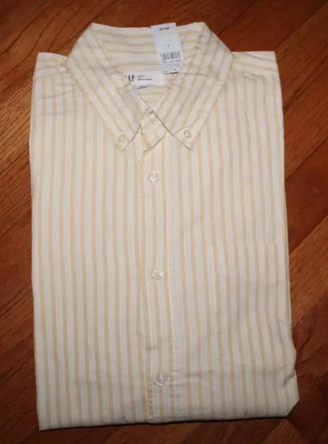 NWT GAP Mens Buttondown Slim Fit Stretch Poplin Casual Dress Shirt Striped *1K