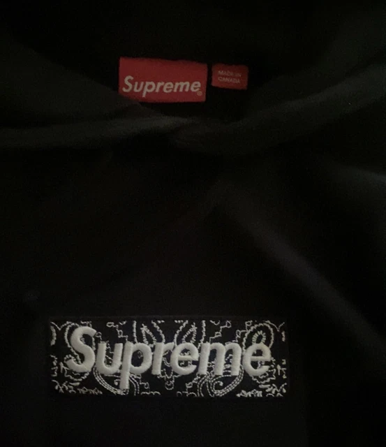 SUPREME BANDANA BOX Logo Hoodie Sweatshirt XL Black Worn Once RARE