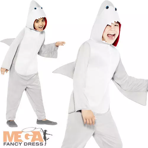 Shark Kids Fancy Dress Halloween Jaws Sea Creature Animal Boys Girls Costume New