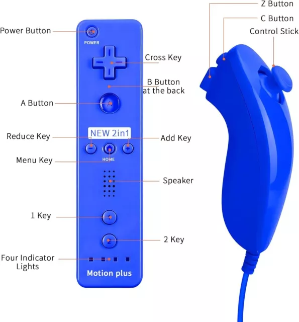 QUMOX Telecomando Wii Nunchuck con Motion Plus Compatibile con Wii e Console Wii 3