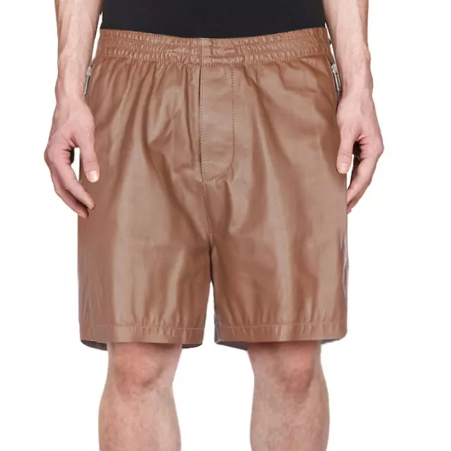 Uomo Marrone Pantaloncini, Originale pelle D'Agnello Pantaloncini Per Uomo, Vera