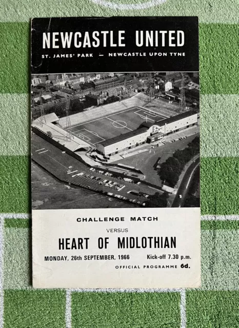 Newcastle United V Hearts Match Programme Friendly 1966