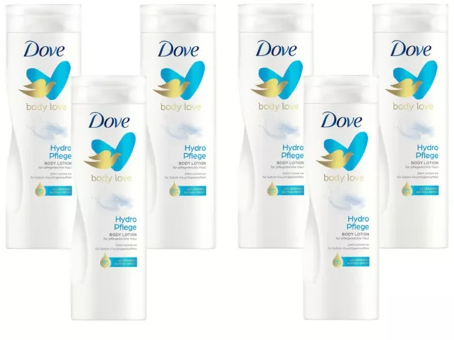 Dove  Body Lotion Hydro Pflege 6x 400ml Körperpflege für pflegeleichte Haut
