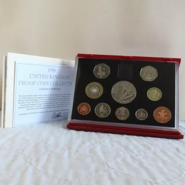 1998 UK ROYAL MINT DELUXE 10 COIN PROOF COLLECTION - sealed/coa