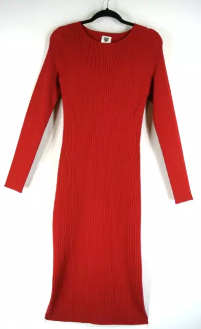 NEW LITA BY CIARA BELLA Slim fit MERINO WOOL SWEATER DRESS Red M # S6251 2