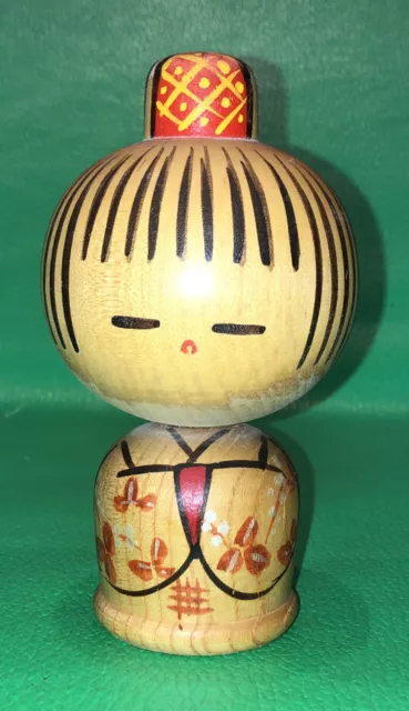 Vintage Kokeshi Doll Traditional Japanese Figure Hand Painted