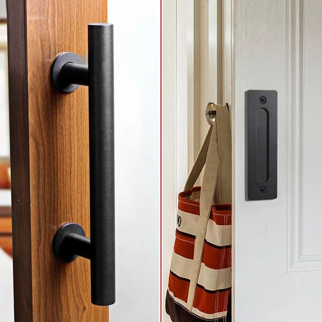 12" Sliding Barn Door Pull Flush Handle Gate Hardware Set Iron Matte Black USA 3
