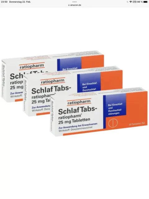 3x SCHLAF TABS-ratiopharm 25 mg Tabletten 20 St PZN: 7707524