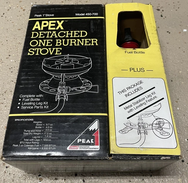 COLEMAN PEAK 1 APEX 450 Portable Camping Stove Works Fuel Bottle