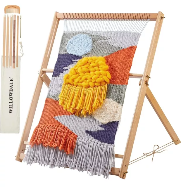 25.2"H x 19.3"W Weaving Loom with Stand Wooden Multi-Craft Weaving Loom Arts ...