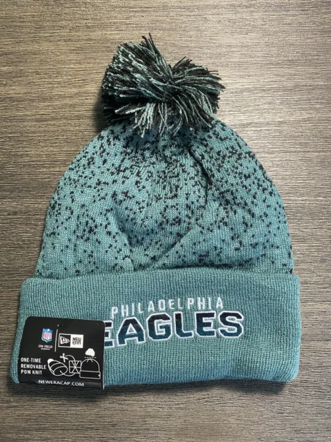 NEW w/ TAG PHI Eagles NFL New Era Knit Beanie Cap W/ Pom On Field Sideline 18