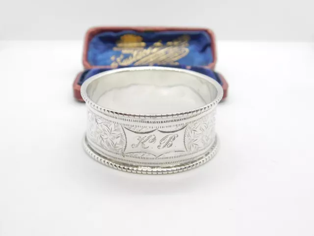 Victorian Sterling Silver Ivy leaf Napkin Ring 1898 Birmingham Elkington & Co.