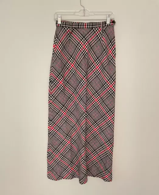 Unbranded Maxi Pencil Skirt Womens 6? Houndstooth Plaid Wool Blend Academia VTG