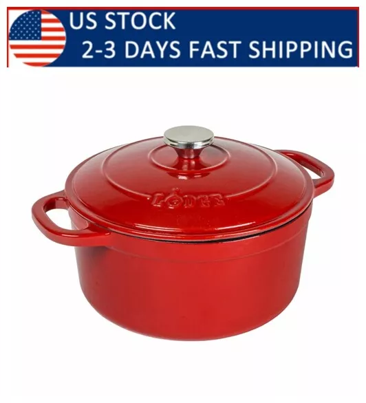 Lodge 5.5 Quart Enameled Cast Iron Dutch Oven, Red, FreeShip