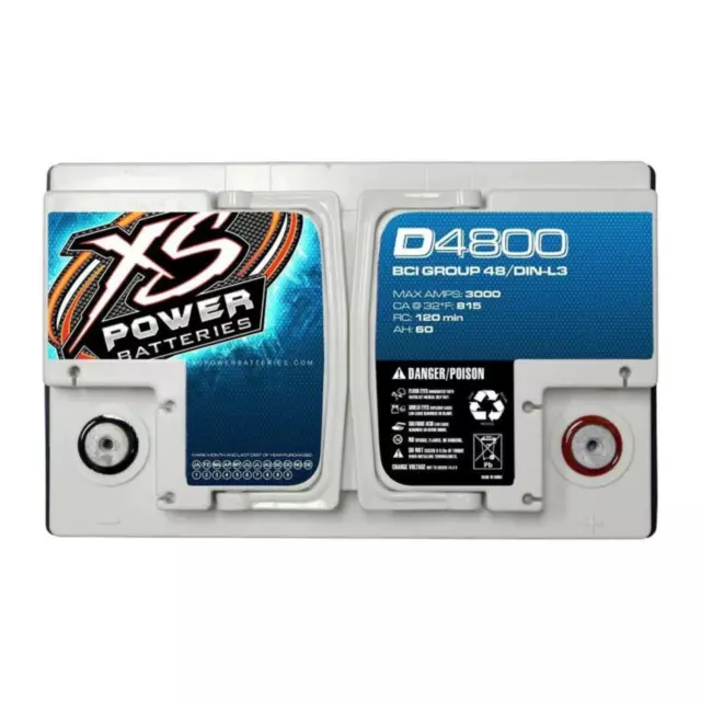 XS Power 12V 3000 Watt 74 AH AGM Car Audio Battery 3000 Amps BCI Group 48