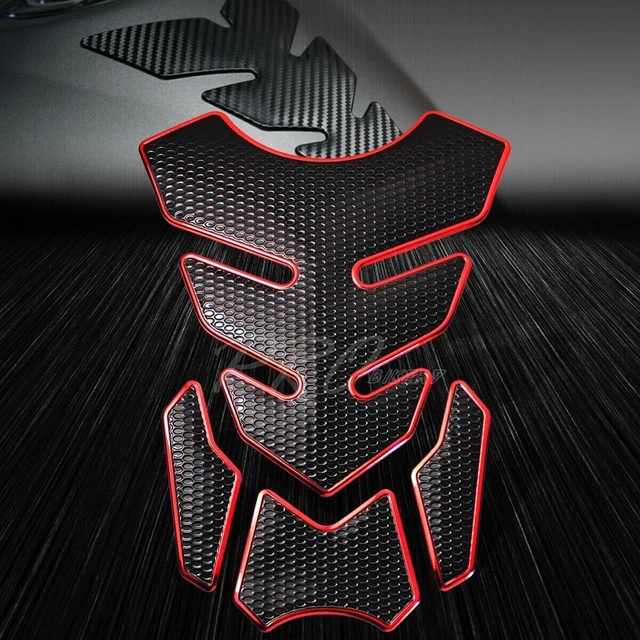Black/Red 3D Custom Fuel Gas Tank Pad Protector Decal Sticker Perforated DIY