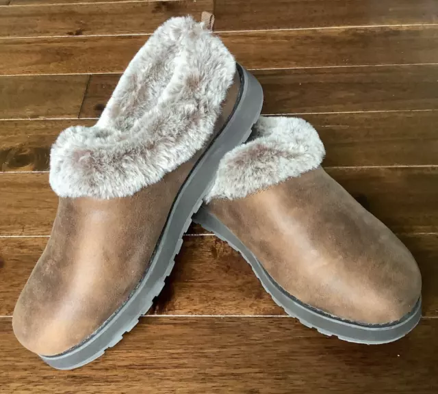 Bobs Mountain Kiss Rock Slipper Shoes Faux Fur Lined Sketcher Women's Brown 9m