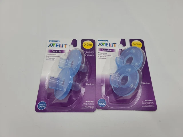 Philips AVENT Soothie Pacifier Size 0-3 Months Blue 2 packs of 2