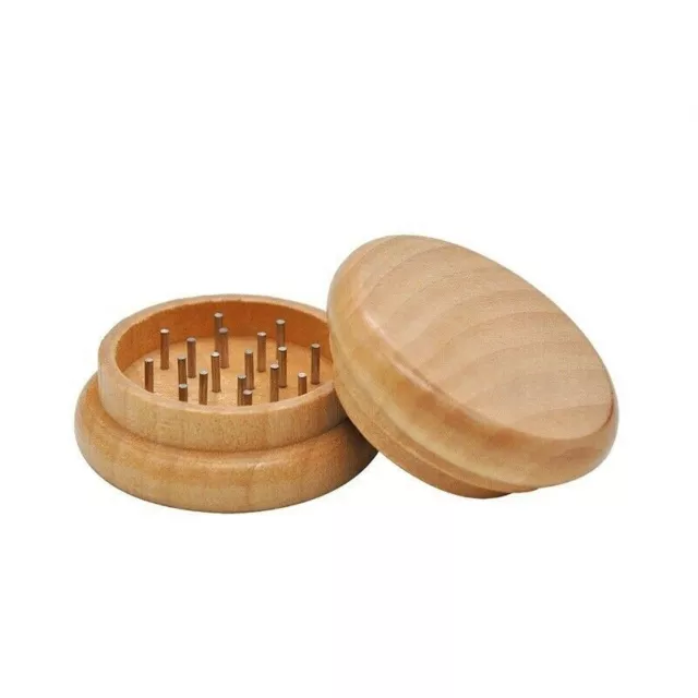 2-layer Grinder Natural Wood Tobacco Spice Hand Herb Tea Crusher for Smoking New