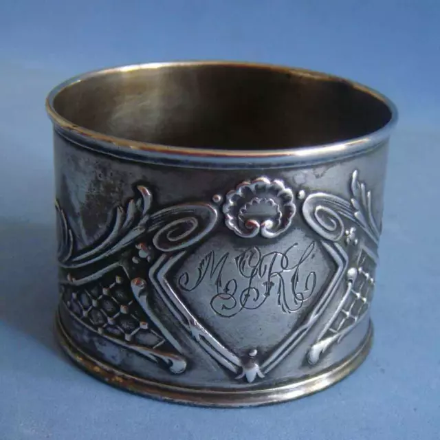¡Precioso anillo de servilleta con caparazón de mar de plata esterlina antiguo art nouveau!