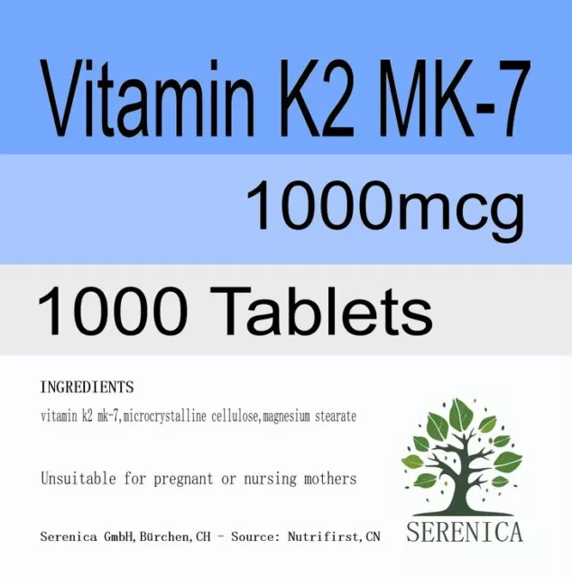 High Strength Vitamin K2 MK-7 1000mcg Tablets Xtra x 1000 Tablets
