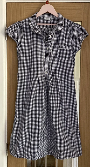 NEXT Abito Gingham Scuola Ragazze Miscela Cotone Scuola Estate Navy Assegno Età 14