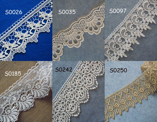 6 Patterns 3"- 4.5"  Wide Rayon Venise Vintage Victorian Floral Lace zhs20