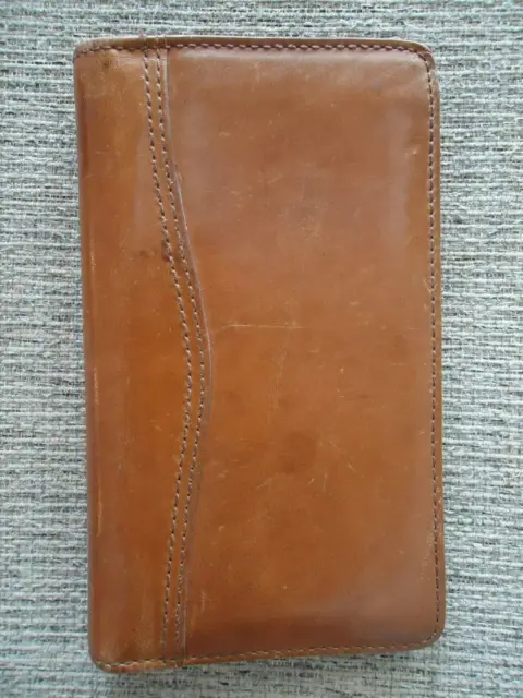 Vintage Senior Pocket DAY-TIMER Antique Calfskin Leather Brown