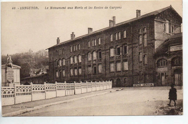 LONGUYON - Meurthe & Moselle - CPA 54 - Monument to the Dead and Boys' School