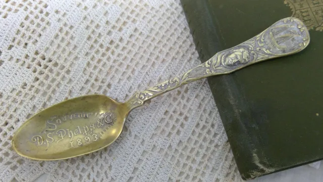 1893 Columbian Expo Worlds Fair US Sterling Co Souvenir Spoon - DS Phelps & Co