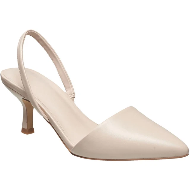 H Halston Womens Valencia Vegan Leather Pointed Toe Kitten Heels Shoes BHFO 0504