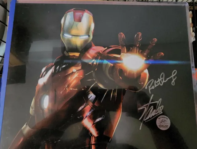 robert downey jr autograph 11x14 beckett witnessed iron man Stan Lee signed pic