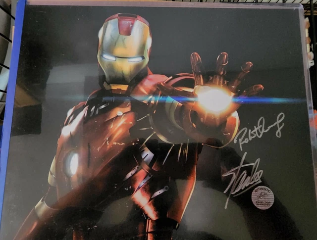 robert downey jr autograph 11x14 beckett witnessed iron man Stan Lee signed pic